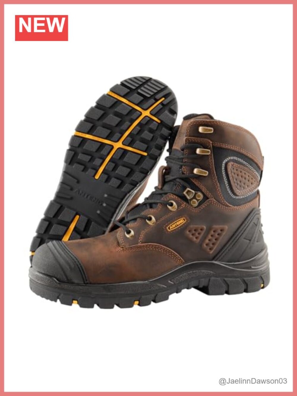 ANTENG Mens Composite Toe Waterproof Work Boots Non-Slip Anti-Static Safety